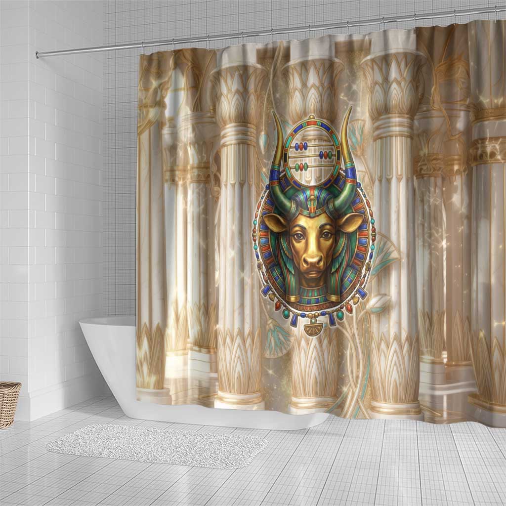 Hathor Shower Curtain with Sacred Cow Head Egyptian Fertility Symbolism