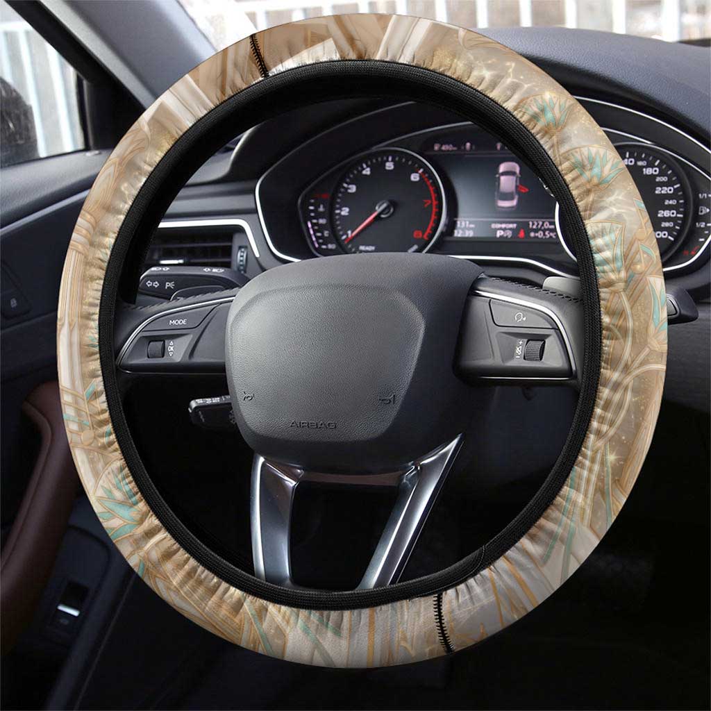 Hathor Steering Wheel Cover with Sacred Cow Head Egyptian Fertility Symbolism