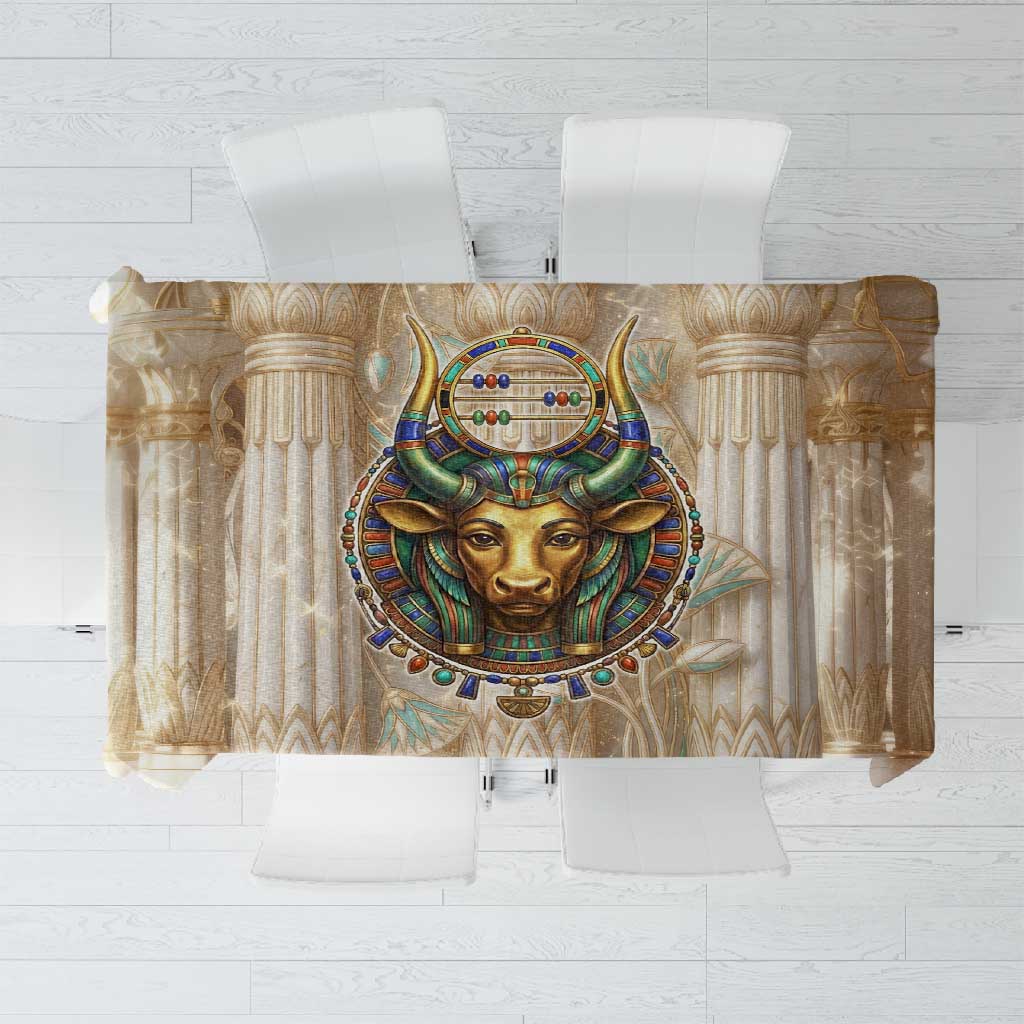 Hathor Tablecloth with Sacred Cow Head Egyptian Fertility Symbolism