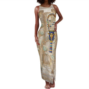 Hathor Tank Maxi Dress with Sacred Cow Head Egyptian Fertility Symbolism