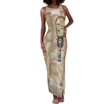 Hathor Tank Maxi Dress with Sacred Cow Head Egyptian Fertility Symbolism
