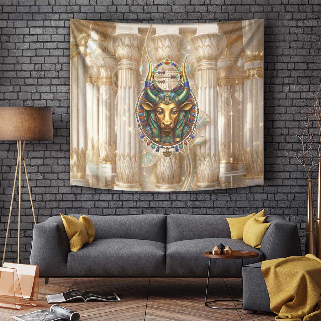 Hathor Tapestry with Sacred Cow Head Egyptian Fertility Symbolism