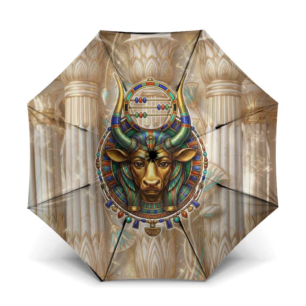 Hathor Umbrella with Sacred Cow Head Egyptian Fertility Symbolism