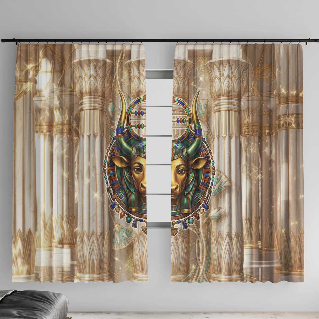 Hathor Window Curtain with Sacred Cow Head Egyptian Fertility Symbolism