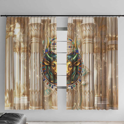 Hathor Window Curtain with Sacred Cow Head Egyptian Fertility Symbolism