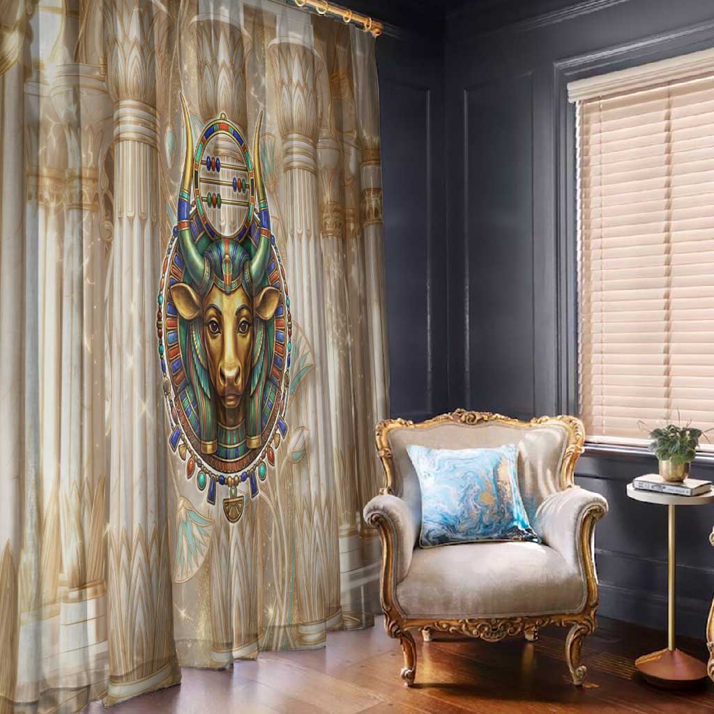 Hathor Window Curtain with Sacred Cow Head Egyptian Fertility Symbolism