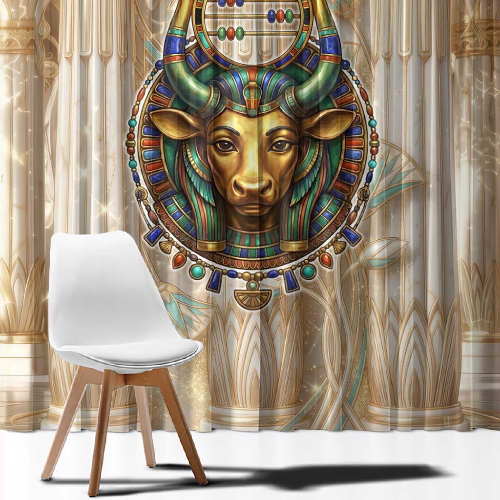 Hathor Window Curtain with Sacred Cow Head Egyptian Fertility Symbolism