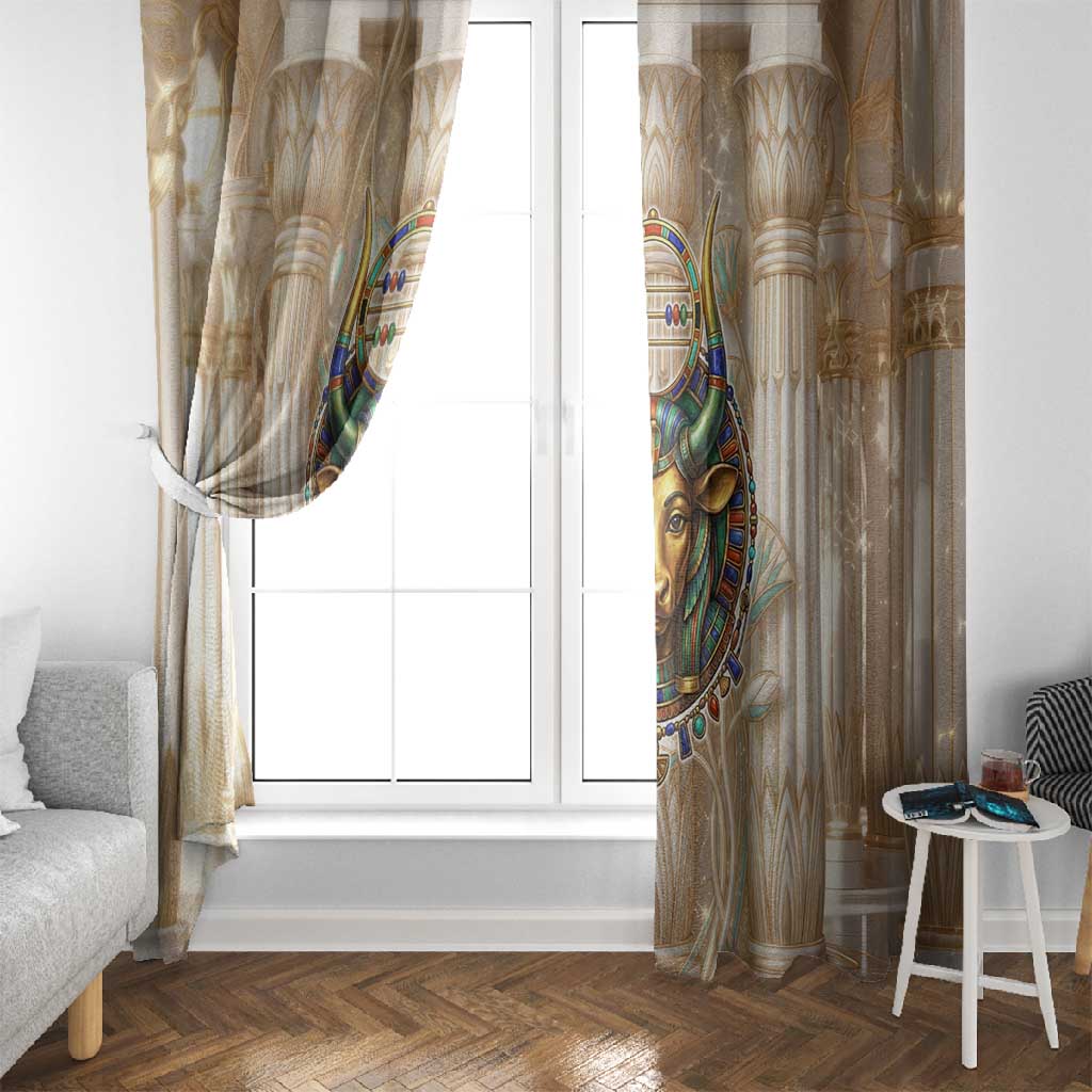 Hathor Window Curtain with Sacred Cow Head Egyptian Fertility Symbolism