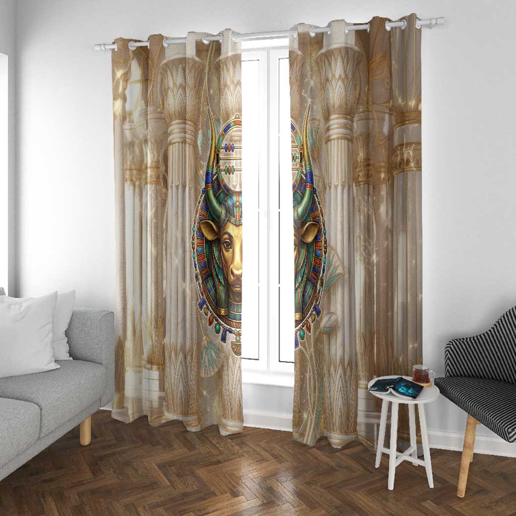 Hathor Window Curtain with Sacred Cow Head Egyptian Fertility Symbolism
