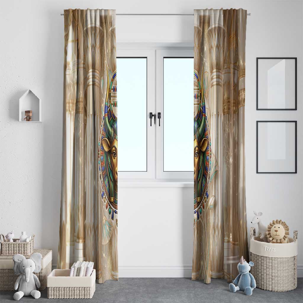 Hathor Window Curtain with Sacred Cow Head Egyptian Fertility Symbolism