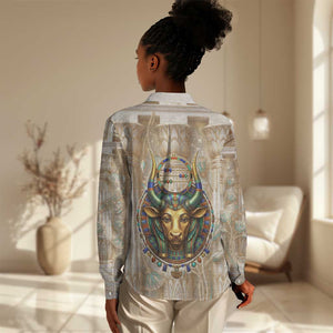 Hathor Women Casual Shirt with Sacred Cow Head Egyptian Fertility Symbolism