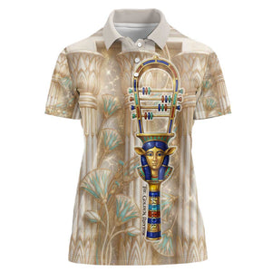 Hathor Women Polo Shirt with Sacred Cow Head Egyptian Fertility Symbolism