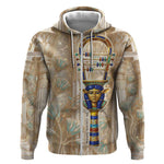 Hathor Zip Hoodie with Sacred Cow Head Egyptian Fertility Symbolism