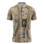 Hathor Zipper Polo Shirt with Sacred Cow Head Egyptian Fertility Symbolism