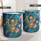 Hathor Golden Sacred Heart Egyptian Laundry Basket with Gemstone Pattern in Turquoise Theme