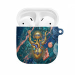 Hathor Golden Sacred Heart Egyptian AirPods Case with Gemstone Pattern in Turquoise Theme