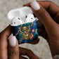 Hathor Golden Sacred Heart Egyptian AirPods Case with Gemstone Pattern in Turquoise Theme