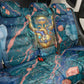 Hathor Golden Sacred Heart Egyptian Back Car Seat Cover with Gemstone Pattern in Turquoise Theme