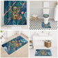 Hathor Golden Sacred Heart Egyptian Bathroom Set with Gemstone Pattern in Turquoise Theme