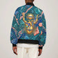 Hathor Golden Sacred Heart Egyptian Bomber Jacket with Gemstone Pattern in Turquoise Theme