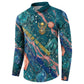 Hathor Golden Sacred Heart Egyptian Button Sweatshirt with Gemstone Pattern in Turquoise Theme