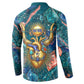 Hathor Golden Sacred Heart Egyptian Button Sweatshirt with Gemstone Pattern in Turquoise Theme