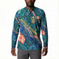 Hathor Golden Sacred Heart Egyptian Button Sweatshirt with Gemstone Pattern in Turquoise Theme