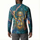 Hathor Golden Sacred Heart Egyptian Button Sweatshirt with Gemstone Pattern in Turquoise Theme