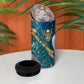 Hathor Golden Sacred Heart Egyptian 4 in 1 Can Cooler Tumbler with Gemstone Pattern in Turquoise Theme