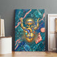 Hathor Golden Sacred Heart Egyptian Canvas Wall Art with Gemstone Pattern in Turquoise Theme