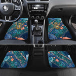Hathor Golden Sacred Heart Egyptian Car Mats with Gemstone Pattern in Turquoise Theme