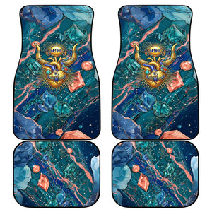 Hathor Golden Sacred Heart Egyptian Car Mats with Gemstone Pattern in Turquoise Theme