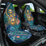 Hathor Golden Sacred Heart Egyptian Car Seat Cover with Gemstone Pattern in Turquoise Theme