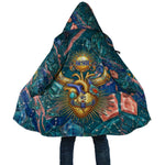 Hathor Golden Sacred Heart Egyptian Cloak with Gemstone Pattern in Turquoise Theme