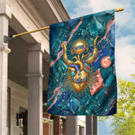 Hathor Golden Sacred Heart Egyptian Garden Flag with Gemstone Pattern in Turquoise Theme