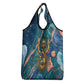 Hathor Golden Sacred Heart Egyptian Grocery Bag with Gemstone Pattern in Turquoise Theme