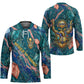 Hathor Golden Sacred Heart Egyptian Hockey Jersey with Gemstone Pattern in Turquoise Theme
