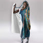 Hathor Golden Sacred Heart Egyptian Hooded Blanket with Gemstone Pattern in Turquoise Theme