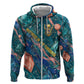Hathor Golden Sacred Heart Egyptian Hoodie with Gemstone Pattern in Turquoise Theme
