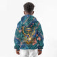 Hathor Golden Sacred Heart Egyptian Kid Hoodie with Gemstone Pattern in Turquoise Theme
