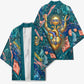 Hathor Golden Sacred Heart Egyptian Kimono with Gemstone Pattern in Turquoise Theme