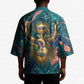 Hathor Golden Sacred Heart Egyptian Kimono with Gemstone Pattern in Turquoise Theme
