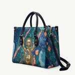 Hathor Golden Sacred Heart Egyptian Leather Bag with Gemstone Pattern in Turquoise Theme