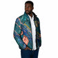 Hathor Golden Sacred Heart Egyptian Padded Jacket with Gemstone Pattern in Turquoise Theme