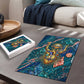 Hathor Golden Sacred Heart Egyptian Puzzle with Gemstone Pattern in Turquoise Theme