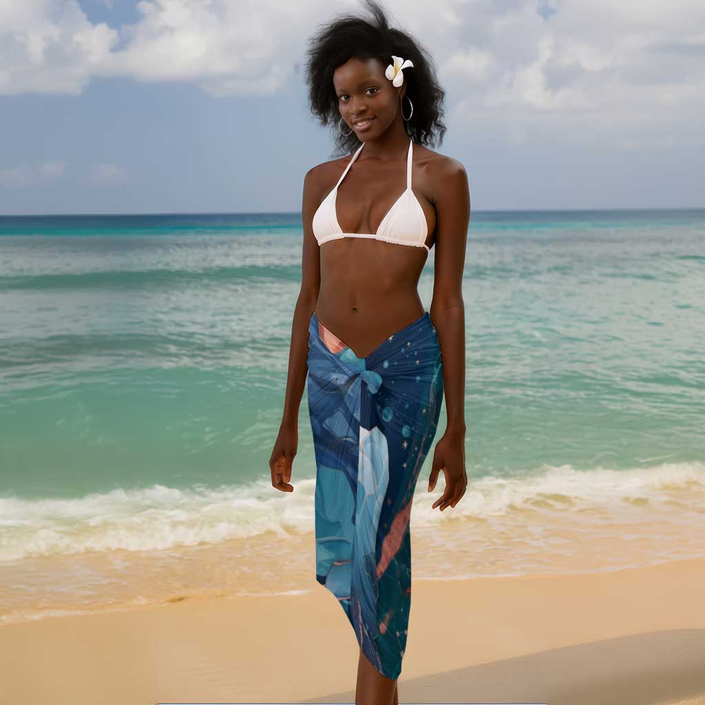 Hathor Golden Sacred Heart Egyptian Sarong with Gemstone Pattern in Turquoise Theme