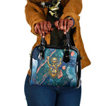 Hathor Golden Sacred Heart Egyptian Shoulder Handbag with Gemstone Pattern in Turquoise Theme