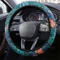 Hathor Golden Sacred Heart Egyptian Steering Wheel Cover with Gemstone Pattern in Turquoise Theme