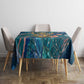 Hathor Golden Sacred Heart Egyptian Tablecloth with Gemstone Pattern in Turquoise Theme