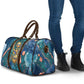 Hathor Golden Sacred Heart Egyptian Travel Bag with Gemstone Pattern in Turquoise Theme